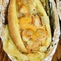 San Francisco hot dog · Pork sausage wrapped in bacon and shrimp Grilled onions and dressed in our chipotle sauce, B...