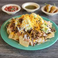 Famous Nachos · Choice of Meat.
Grilled shrimp, Monterey chicken for an additional charge.