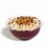 THE RIDER · Oat milk, acai berry puree, fresh banana and peanut butter topped with granola, cocoa nibs, ...