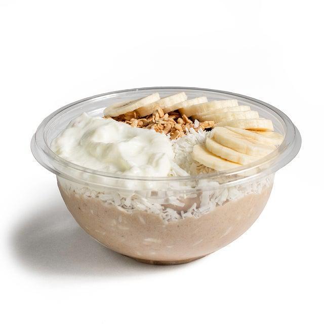 THE PLOW · Coconut meat, coconut milk, banana, yogurt, vanilla protein and vanilla extract topped with banana, granola, shredded coconut and yogurt.
