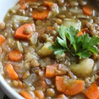 sopa de Lentejas · lentils & vegetable soup.  (1Qt.)