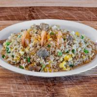 Arroz Chaufa Limeno · Best selling Peruvian style fried rice with chicken, pork and shrimp. Vegetarian options ava...
