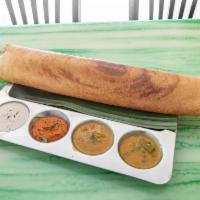 Plain Dosa · Crepe served with lentil soup and 3 variety of dips