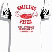 T-Shirt · White T-Shirt With Red Smiling Pizza Logo