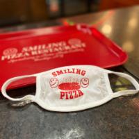 Face Covering · White Smiling Pizza Face Covering - White With Red Lettering (one size fits all adult cotton...