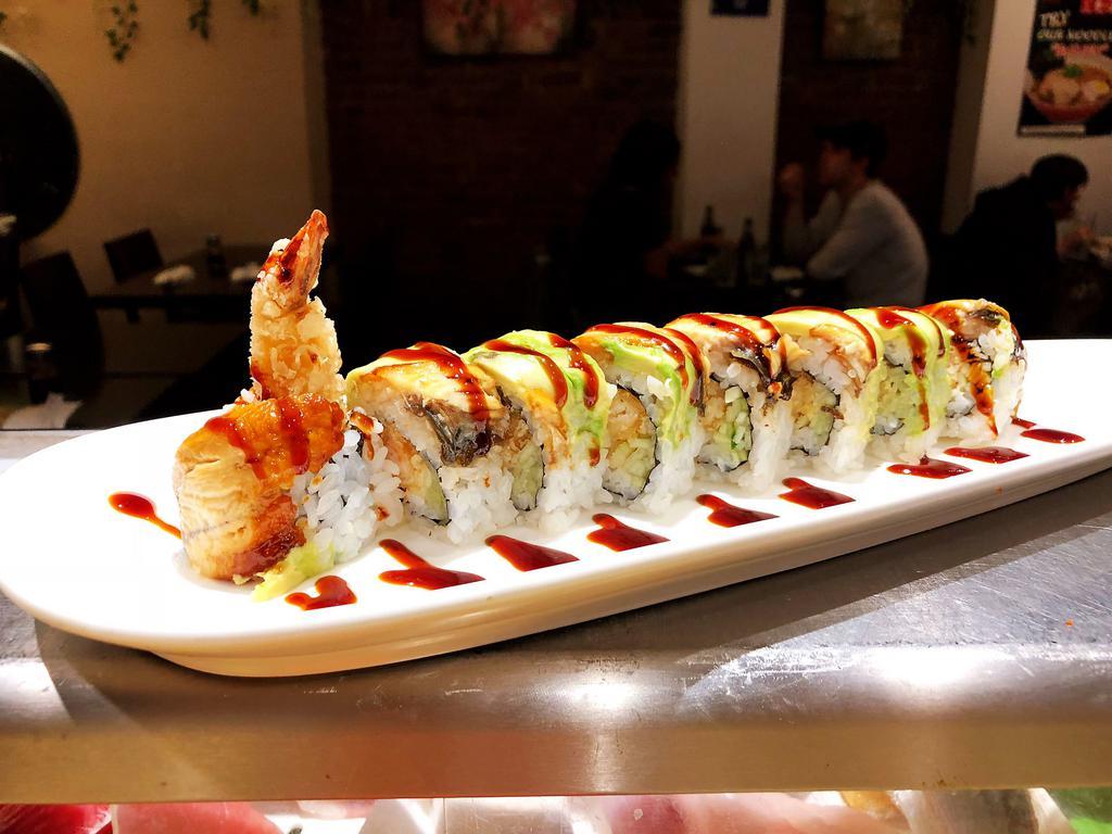 Paul's Roll · 8 pieces. Shrimp tempura with cucumber, eel and avocado.