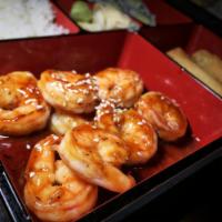 Shrimp Teriyaki · Served with soup or salad, and rice.