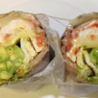 Mushroom Breakfast Wrap · Tomato, avocado and Muenster cheese on a wrap. 