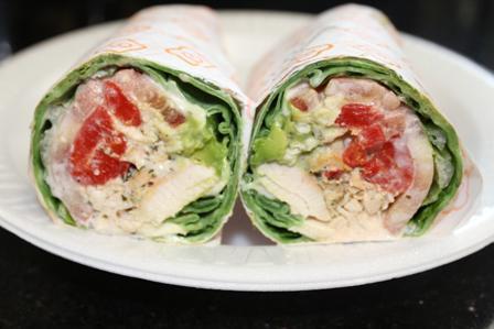 4.California Wrap · Grilled chicken, ranch dressing, lettuce, tomato, avocado and red roasted peppers. 