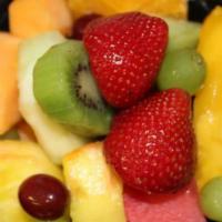 Homemade Fresh Mix Fruit Cup · Pineapple, mango, grape, cantaloupe, honeydew, mixed fruit and berries.