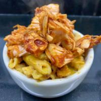 BBQ Mac and Jack Bowl · Mac and cheese topped with BBQ jackfruit.