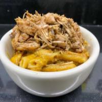 Jerk Mac and Jack Bowl · Mac and cheese topped with Jamaican style jerk jackfruit.