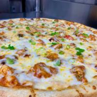 Seafood Supreme Pizza · Shrimp, Calamari, crab, muscles sauteed in fresh garlic onion and pepper in our house made m...