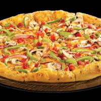 Veggie Pizza · Mushroom, green pepper, onion, black olive, tomato, veggie seasoning.