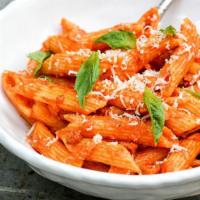 Penne Parmigiana · Penne pasta with our famous marinara sauce with parmesean cheese and baked with mozerella (s...
