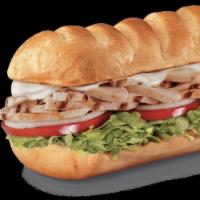 Grilled Chicken Sub · Grilled chicken breast on Italian Hero with mayonnaise, lettuce, tomato, onion and vinaigret...