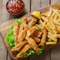 Chicken Fingers with Fries · Strips of crispy chicken cutlet served with a side of fries