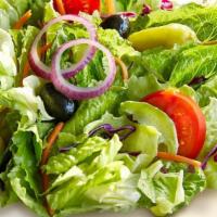House Garden Salad · Our in house made salad consists of iceberg lettuce, garden tomatoes, green peppers, white o...
