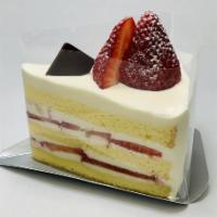 Strawberry Soft Cream Cake Slice · 