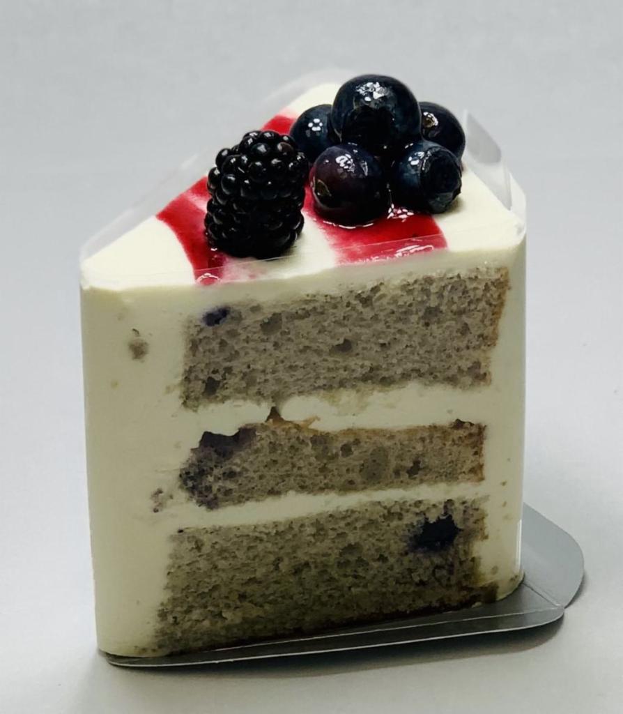 Blueberry Chiffon Cake Slice · 