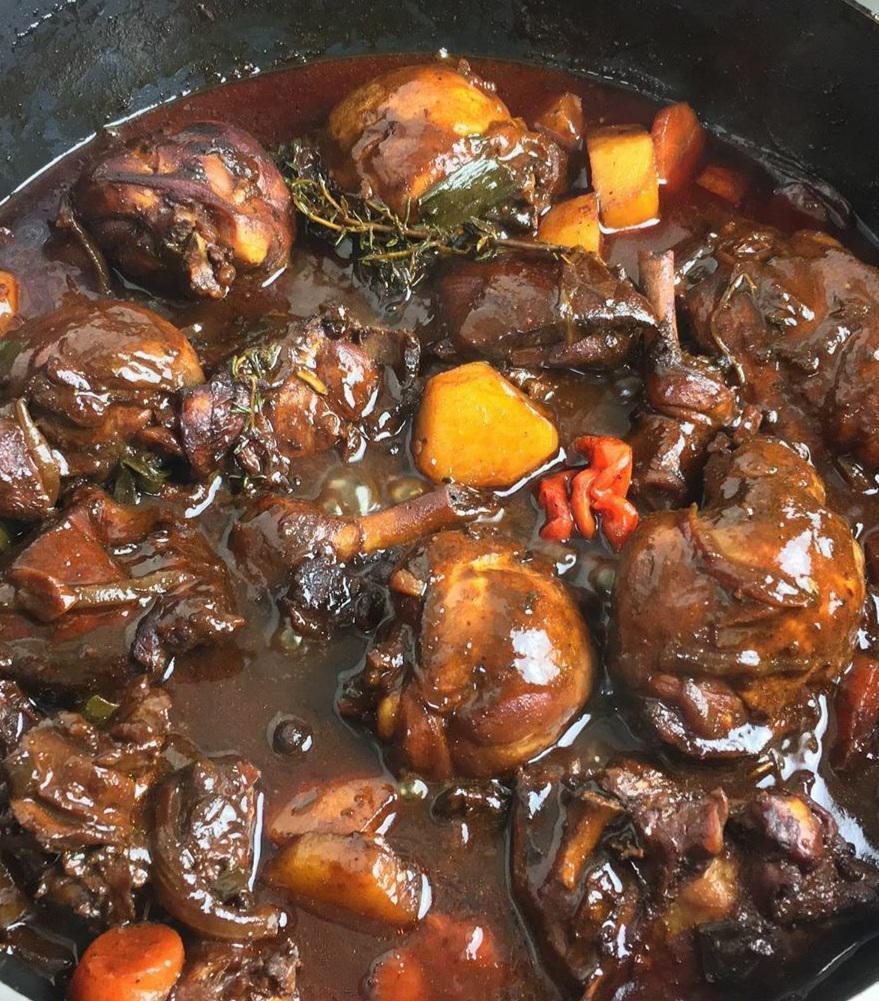 Yard Style Stew Chicken Meal · All natural chicken seasoned with herbs and spices then cooked in brown sauce 