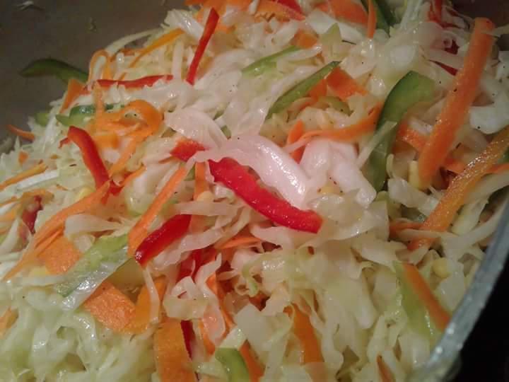 Carribean Steamed Veggies Medley · A mixture of cabbag, carrot, peppers, onion sauteed in butter 