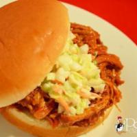 Pulled Chicken Barbecue Sandwich Combo · Served with fries and a drink.