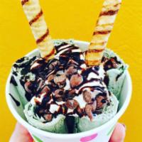 9. Cool Mint Oreo Rolled Ice Cream · Base: Mint Ice Cream with Oreos Cookie. Topping: Whipped cream, Chocolate chips, Chocolate W...