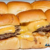 Beef Sliders · Made with superior black Angus beef, cheese and onions. 3 per order.