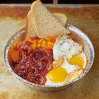 Home Fries Breakfast Platter · Served with toast, bacon or sausage, egg and cheese.