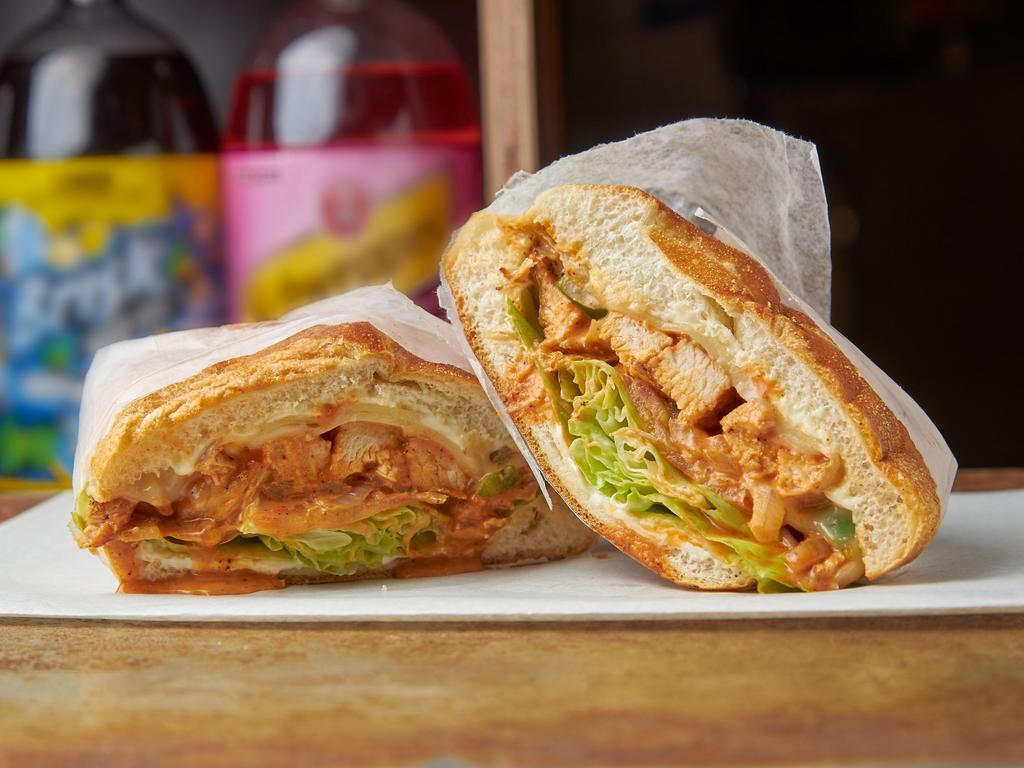 W6. Grilled Chicken Chipotle Wrap · Onions, peppers, lettuce, tomato and mozzarella cheese.