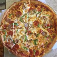 Fontana Special Pizza · Onions, peppers, mushrooms, pepperoni, and sausage.
