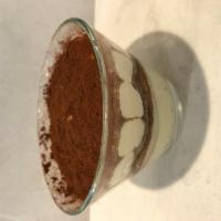 BINDI Tiramisu Glass · Sponge cake soaked in espresso, topped with mascarpone cream and dusted with cocoa powder