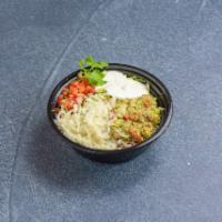 Burrito Bowl · Choice of meat, beans, rice, pico de gallo, lettuce, sour cream, cheese and guacamole.