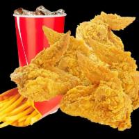 4 Piece Wings Combo · Wings or hot wings with french fries & cup soda.