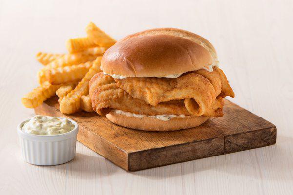 Whiting Fish Sandwich Combo · Served with french fries and cup soda.