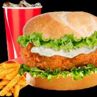 Crispy Chicken Sandwich Combo · Served with french fries and cup soda.
