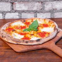 Margherita Pizza · Tomato sauce, mozzarella, basil, extra virgin olive oil.