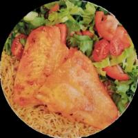 Tilapia Fish over Rice Platter · 