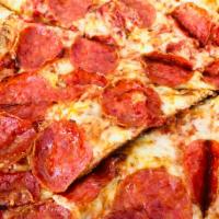 Diavola Pizza · Tomato sauce, mozzarella cheese, spicy salami.