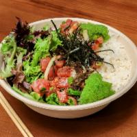 Abunai Poke Bowl · Ahi (tuna), white onions, mixed greens, green onions, wasabi tobiko, rice, inamona, abunai s...