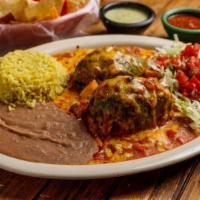 Avocado Relleno · Stuffed avocado filled with your choice of beef or chicken
fajitas and mozzarella cheese to...
