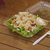 Chicken Caesar Salad · Chicken, lettuce, croutons, Parmesan cheese, and Caesar dressing.