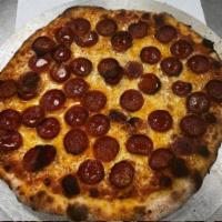 12″ Small Pepperoni Pie Pizza · Cheese blend, pepperoni, shaved Parmesan.