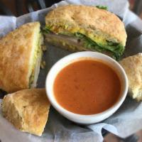 Great Expectations Sandwich · Sliced turkey breast with house-made apricot-curry, mayo, lettuce and chopped walnuts on foc...