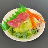 A6. Tuna Tataki · Tuna tataki, house salad, ponzu dressing, sesame seed.
