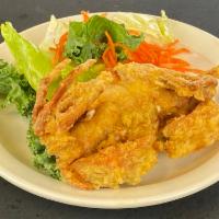 A8. Fried Soft Shell Crab · Deep fried soft shell crab and salad with ponzu dressing.
