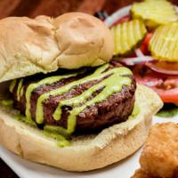 Don’t Have a Cow Beyond Burger · Beyond burger patty with green goddess dressing topped with greens, tomato, onion and pickle...
