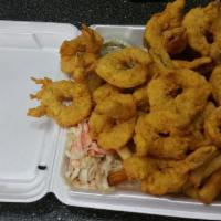 Fried Shrimp Plate · Lightly breaded and fried until golden brown. Served with house made tartar sauce, french fr...