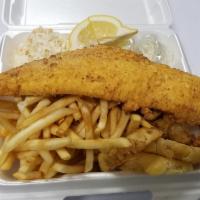 Fresh Fried Haddock Plate · 1 big piece. Lightly breaded and fried until golden brown. Served with house made tartar sau...